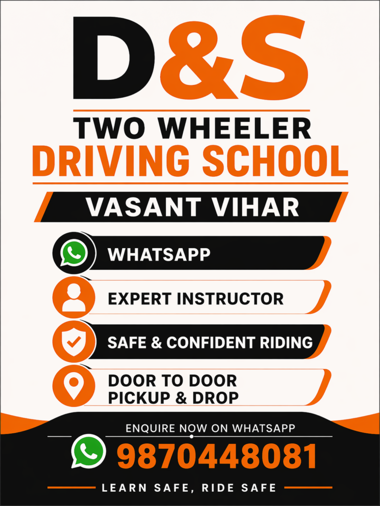 Two wheeler driving school in Vasant Vihar Delhi bike and scooty training