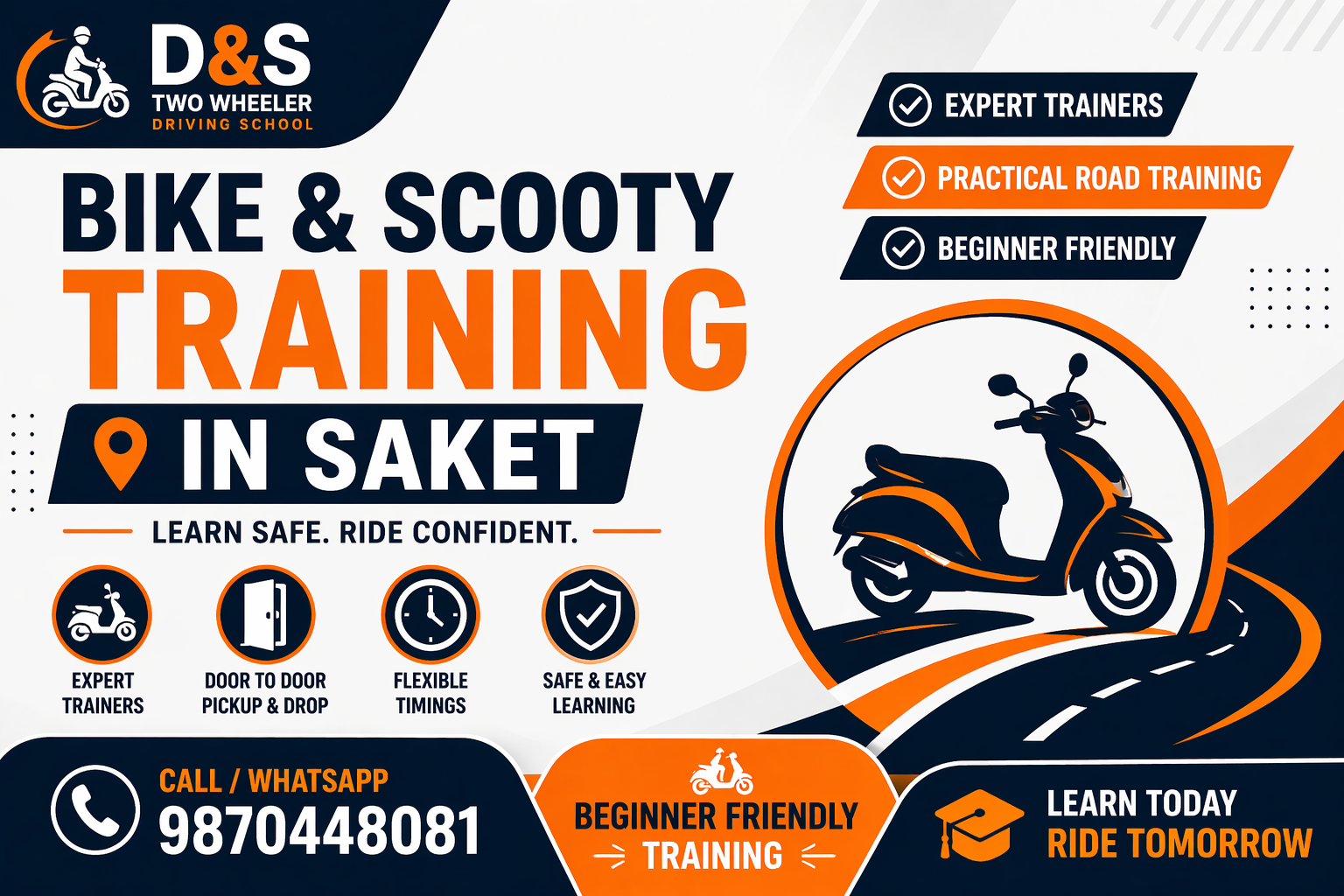Bike & Scooty Training in Saket by D&S Driving School with doorstep service