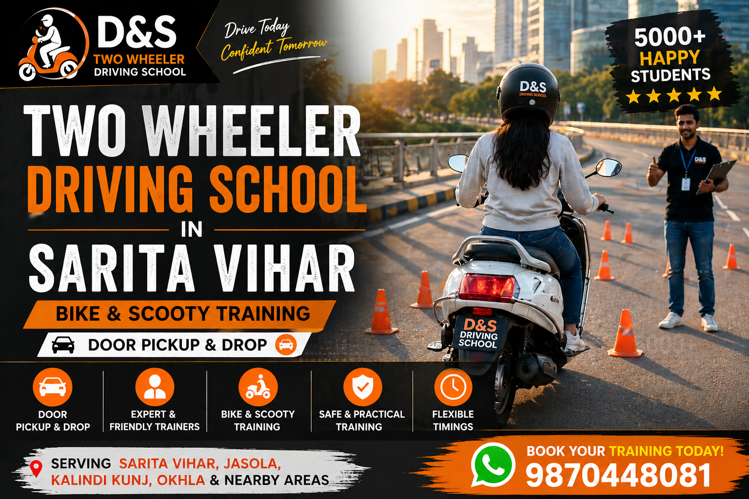 Two wheeler driving school in Sarita Vihar D&S bike scooty training