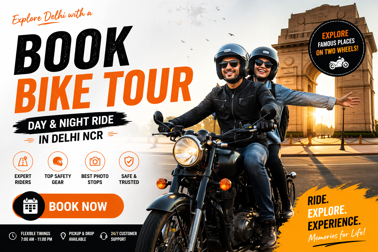Delhi bike tour booking day night ride Delhi NCR