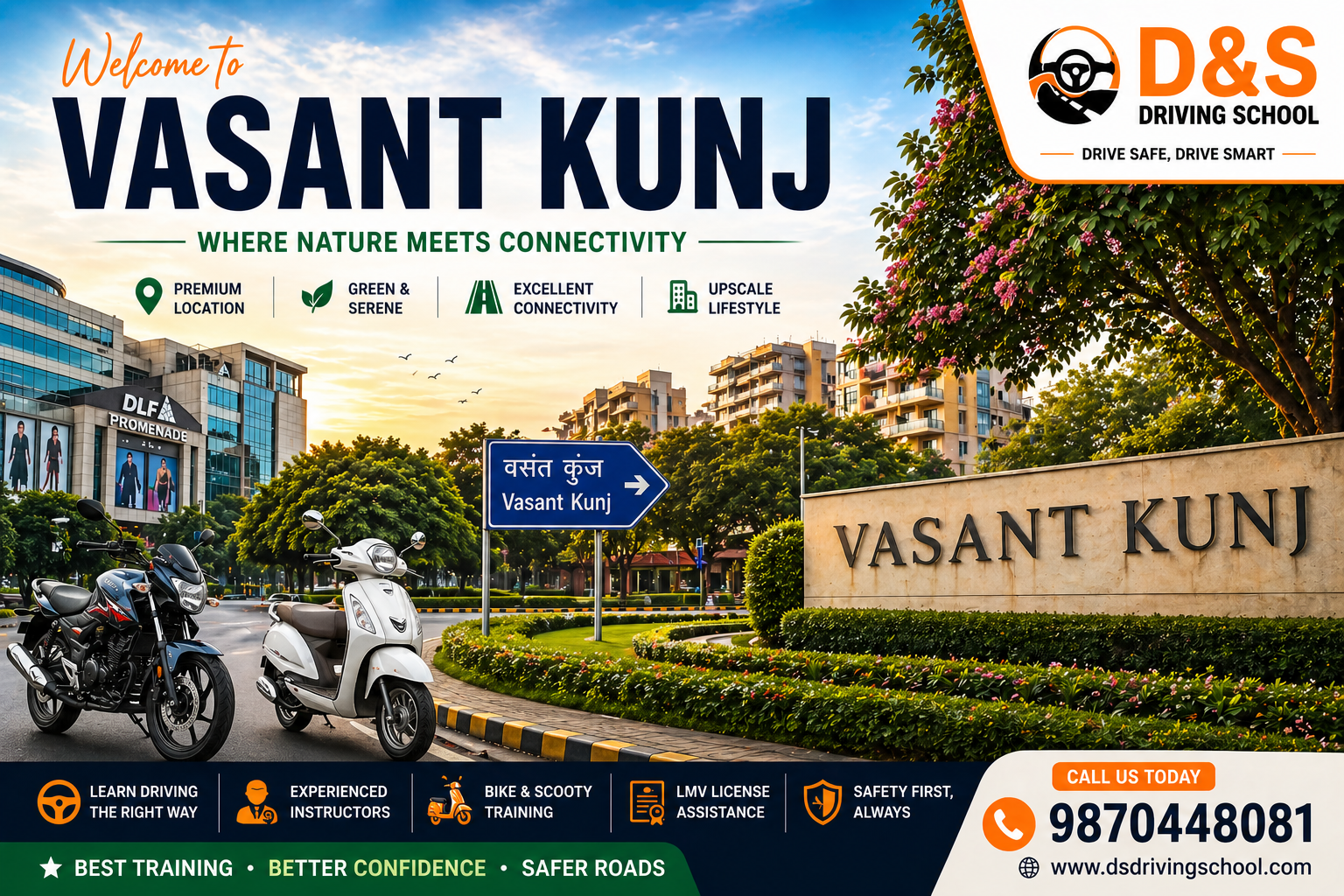 Bike and Scooty Training in Vasant Kunj | D&S Two Wheeler Driving School Delhi NCR