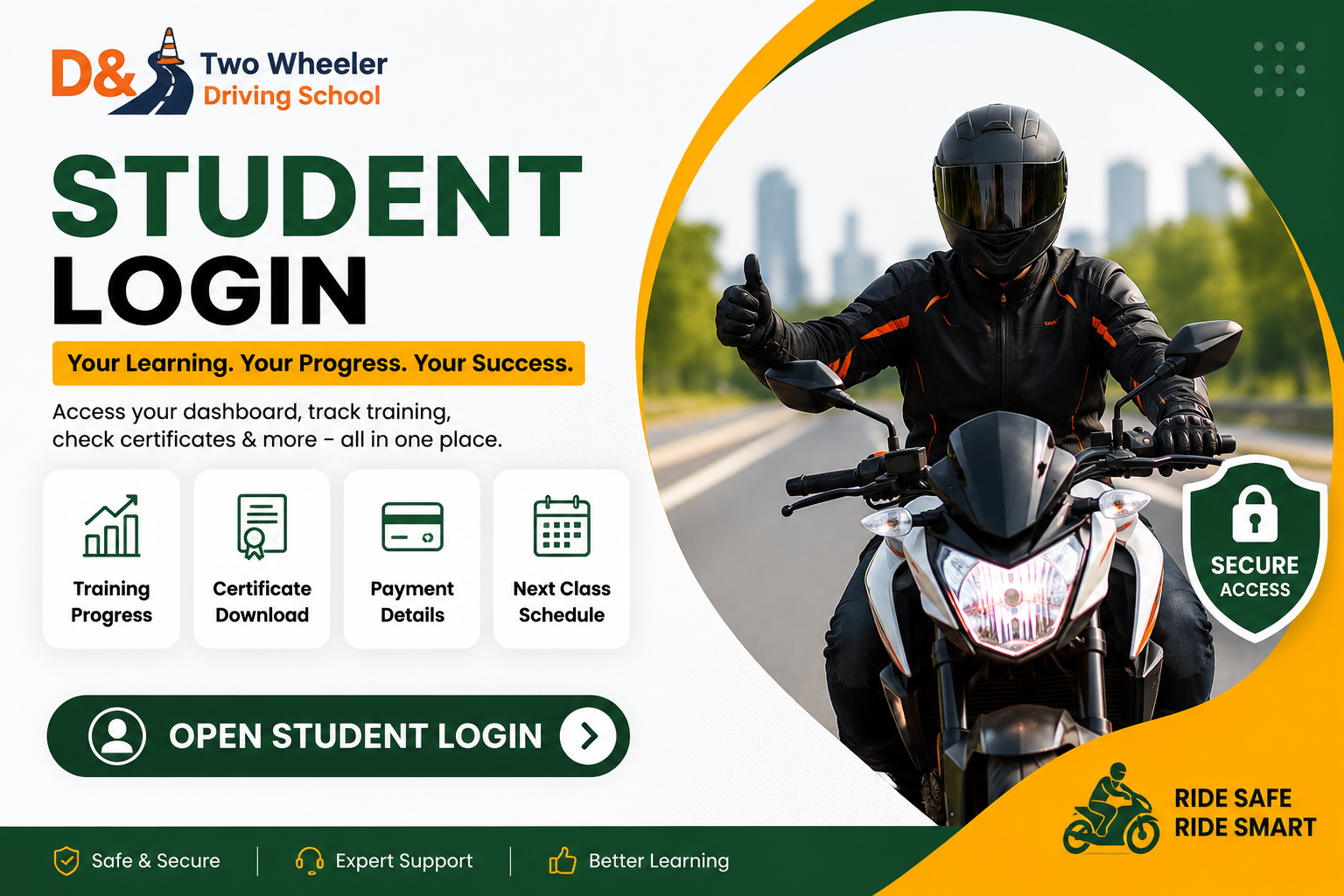 D&S Two Wheeler Driving School Student Login Portal